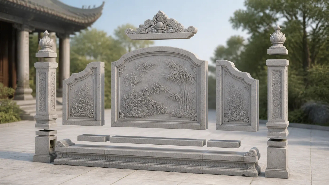 cấu tạo bình phong đá ba mét