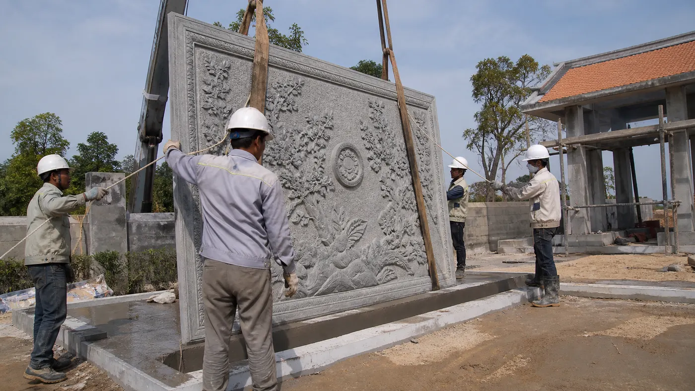 lắp dựng thân cuốn thư đá an toàn