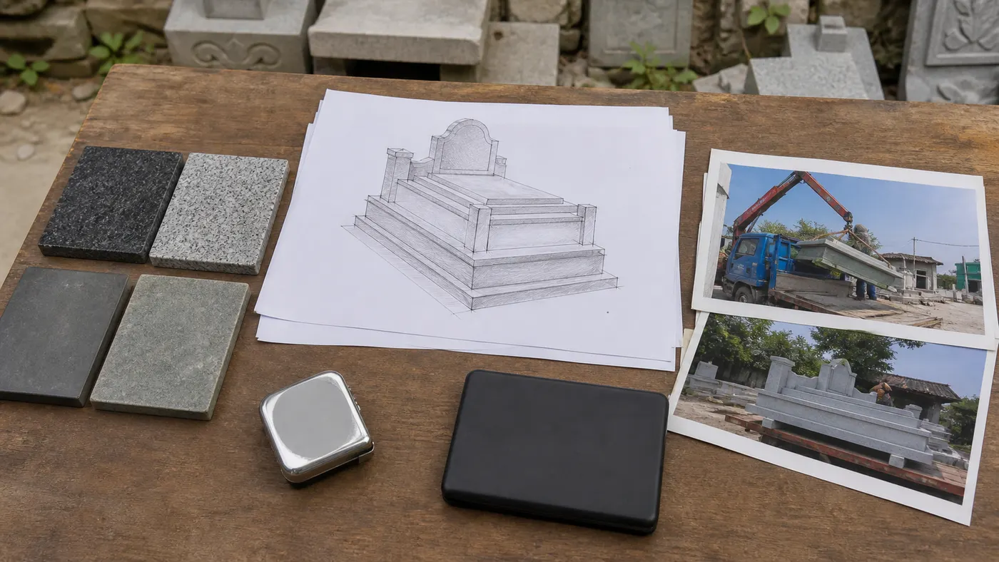 Lập dự toán đá, nền và vận chuyển mộ hai mái